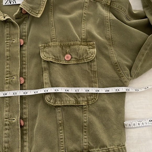 ZARA denim jacket cropped in kiwi color size M oversized - Picture 6 of 8